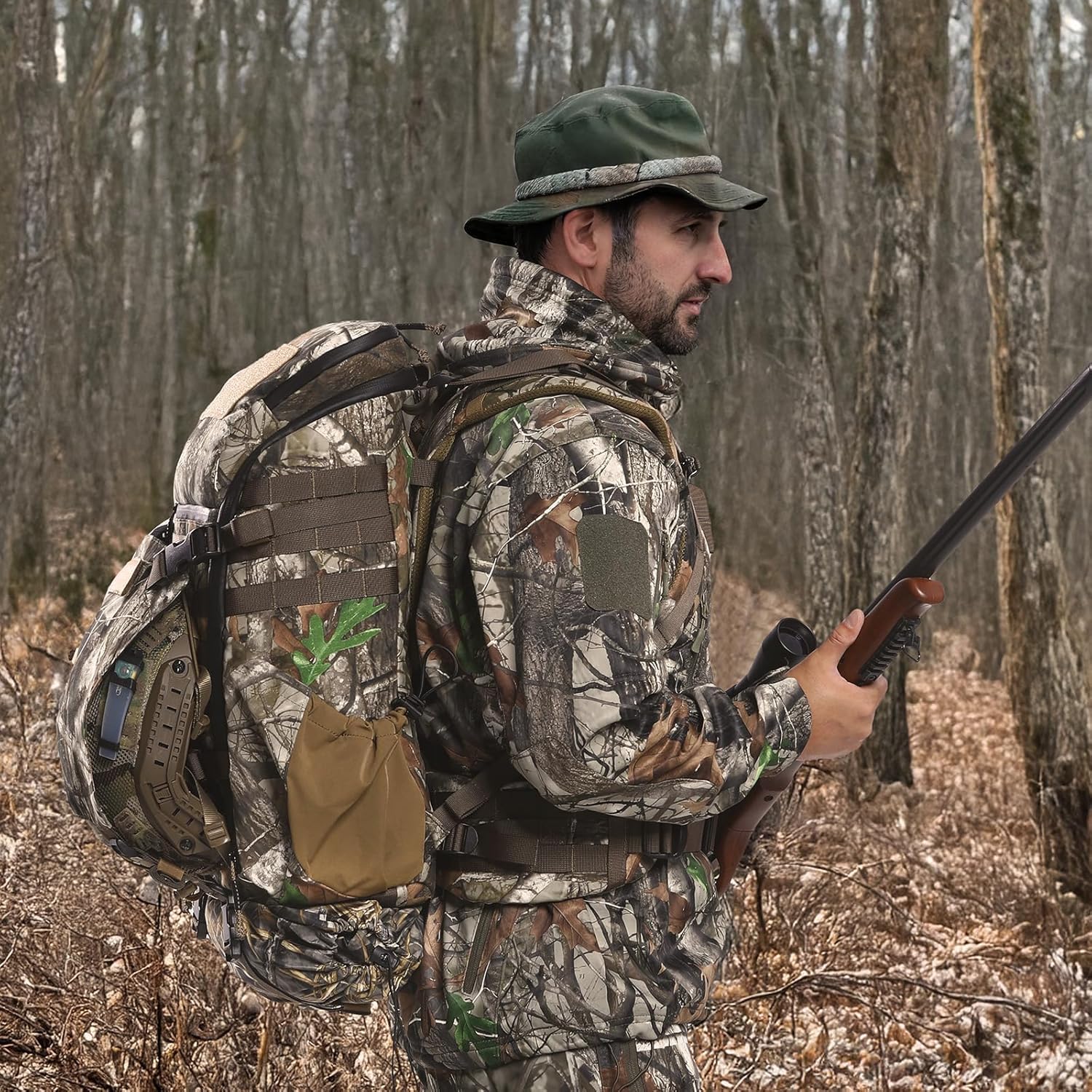 VOTAGOO 30L Jagdrucksack mit Tragesystem für Gewehr und Bogen - Verstellbarer Aluminium-Frame für die Jagd (G2)