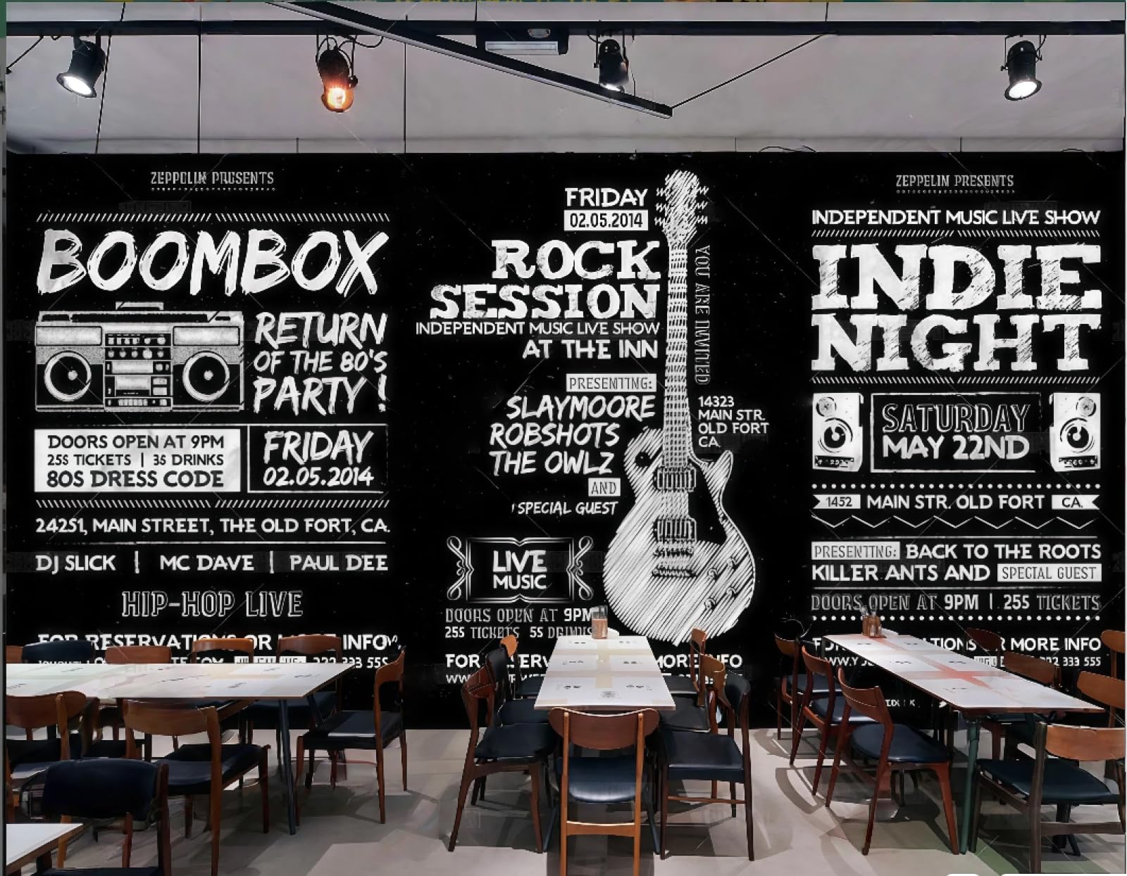 XDOUBAO Wallpaper Retro Nostalgic Blackboard Painting Chalk Graffiti Drinks Afternoon Tea Coffee Shop Background Mural Western Restaurant Wallpaper,3D,400x280cm