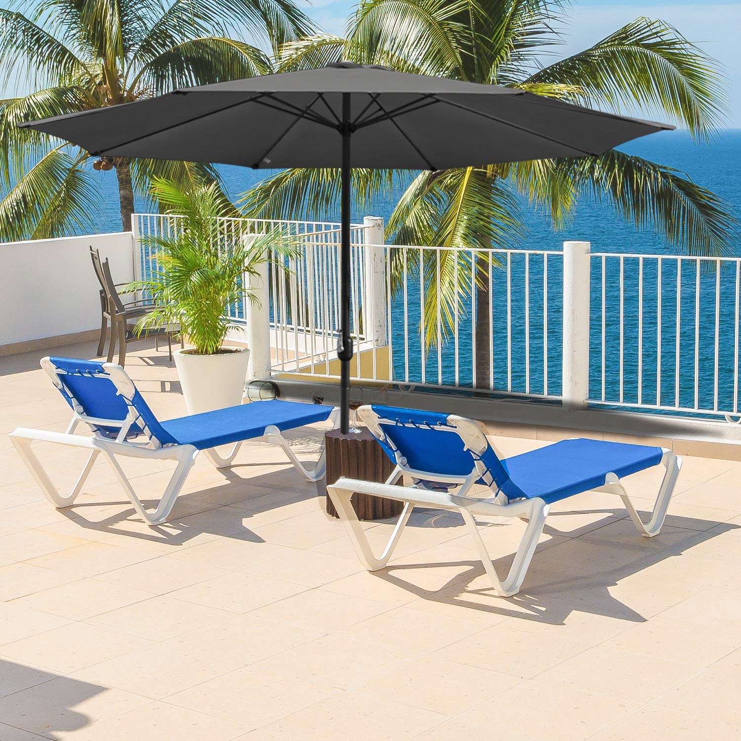 Parasol przeciwsłoneczny, 270, 350 cm, duży parasol ogrodowy, wodoodporny, bez stojaka, parasol z korbą ręczną, na balkon, do ogrodu, na taras