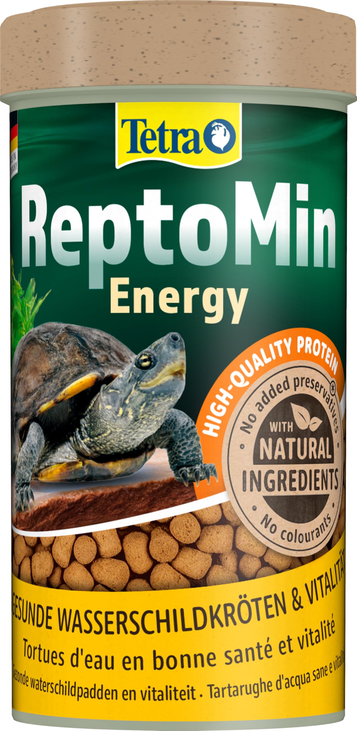 Tetra ReptoMin Energy alimento para tortugas - Alimento premium equilibrado y rico en nutrientes con krill y camarones, lata 250 ml