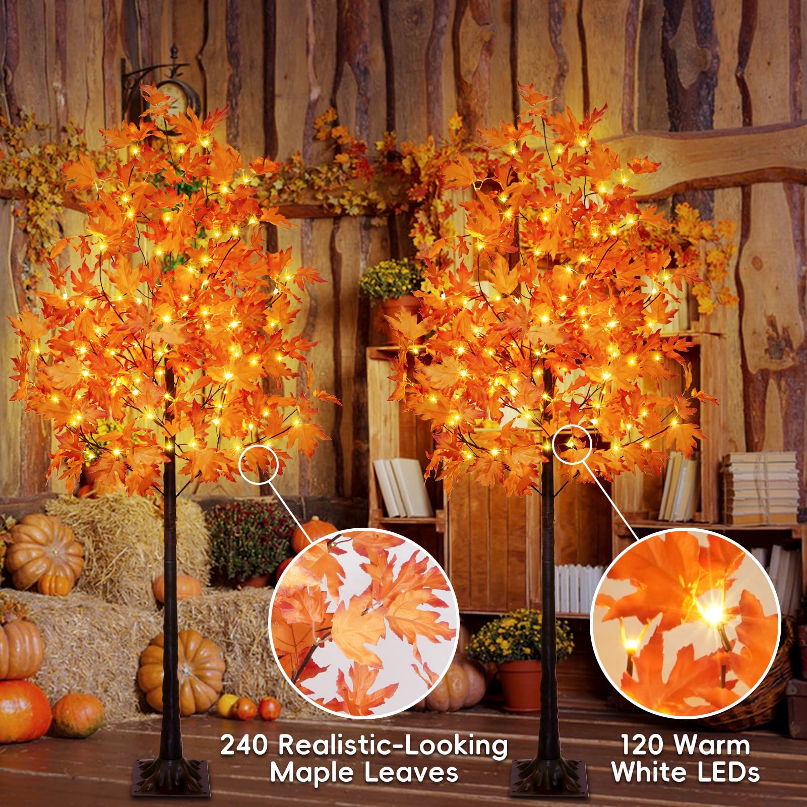 Dimmable Landscape Lighting 6FT Lucky Maple Tree With 300 Warm White LEDs -  Weatherproof Outdoor/Indoor Decorative Lighting With Timer Outdoor LED  Maple Tree, image size:1601x1601