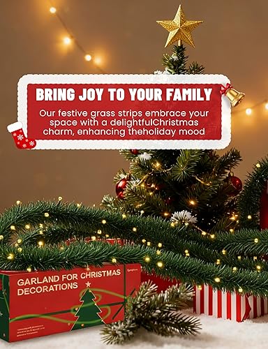 Miniatura 8 de Guirnalda de Navidad artificial de 100 pies, vid verde suave clásica para grandes lugares y eventos, decoración festiva duradera para exteriores,