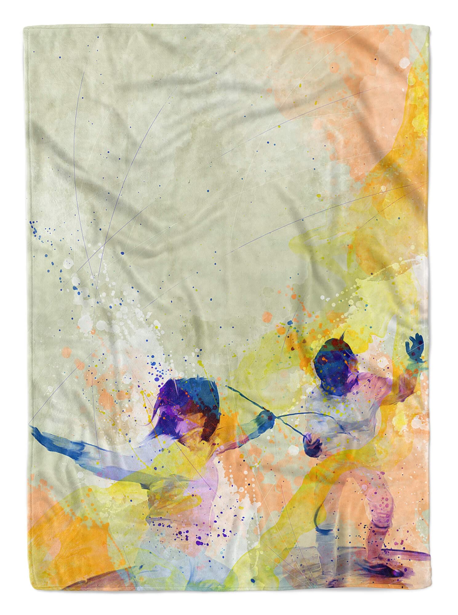 SplashArt Sport Handtuch Strandhandtuch Saunatuch Kuscheldecke Kunstvoll Fechten III SPOR Größe 180 x 130 cm (Tagesdecke - Sherpa Flies)
