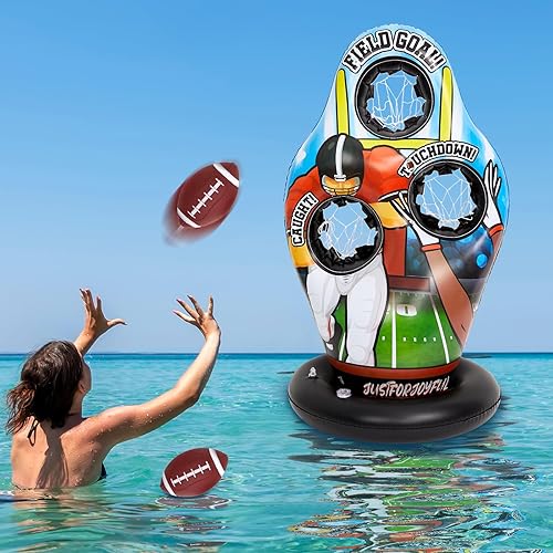 Flotadores inflables de fútbol para piscina, agua, juegos de fútbol para niños, juego de lanzamiento de natación para playa, patio, exterior,