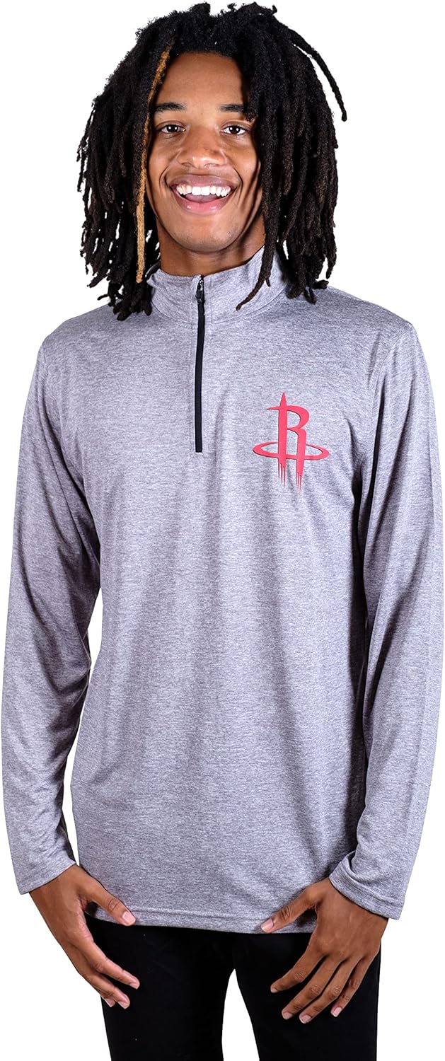 Ultra Game Men's NBA Official Quarter Zip Long Sleeve Pullover T-Shirt