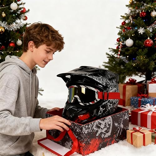 Miniatura 9 de Casco todoterreno de motocicleta de cara completa para niños y jóvenes, casco todoterreno de cuatro ruedas, motocross, Go Kart, Racing, ATV, BMX,