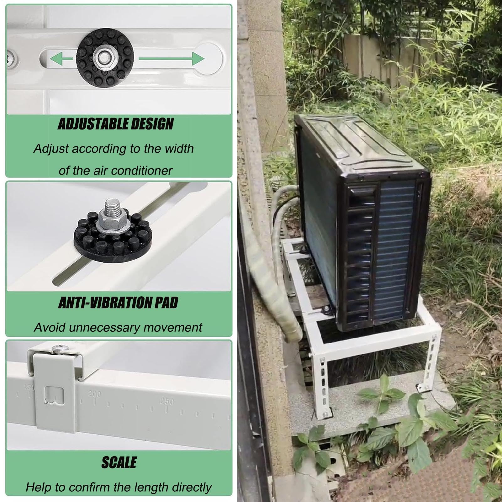 Staffa di supporto per condizionatore d'aria resistente, supporto da pavimento per sistemi mini split AC e pompe di calore, supporto affidabile per condensatori e unità HVAC