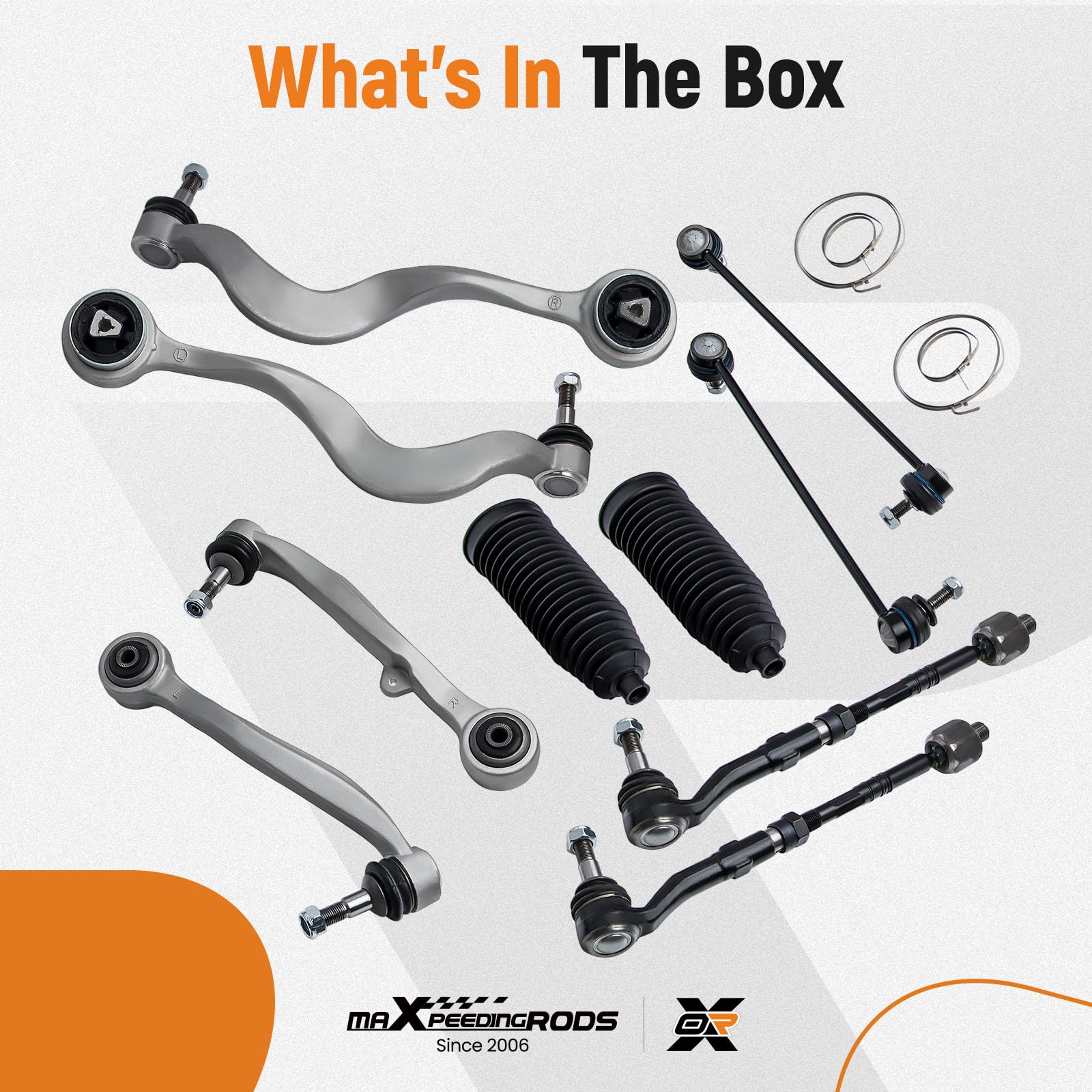 maXpeedingrods Kit de brazo de control de eje delantero de 12 piezas con bieleta estabilizadora y rótula de dirección para BMW Serie 5 E60 Sedán y Serie 5 Touring E61 (2003–2010), 31126774826