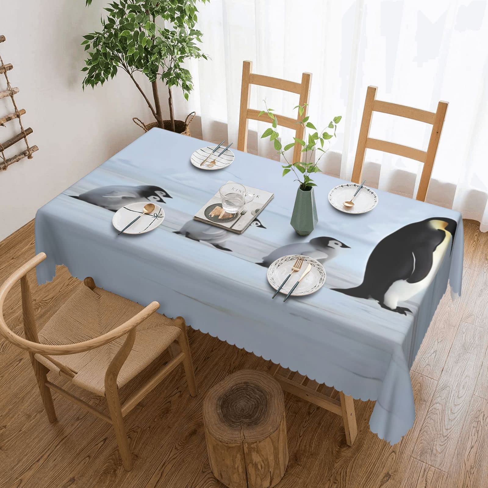 Nappe anti-tache pingouins infroissable lavable pour table repas