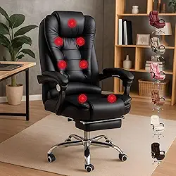 Led Tools - Cadeira de Massagem Presidente Com 7 Pontos Massagem E Apoio Pés (Preto)