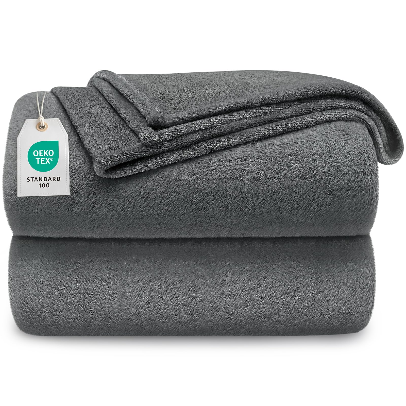 Manta Franela para Cama - 150 x 200 CM - Manta para Sofá Gris Oscuro - Manta de Microfibra, Acogedoras, Antiestático, Lavables Máquina