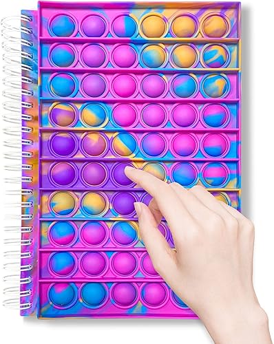 Cuaderno de notas, con espiral, cuadernos universitarios con rayas, juguete sensorial para presionar burbujas,para aliviar el estrés, es un lindo