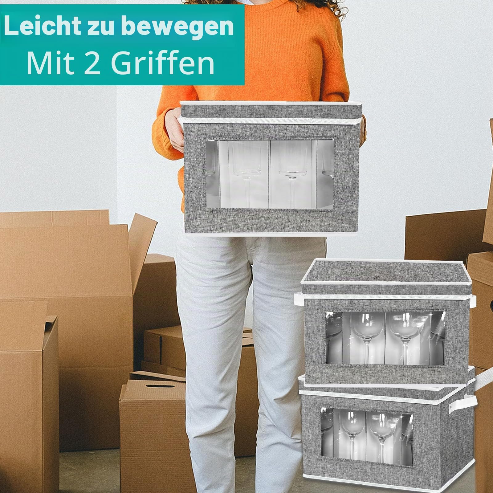 Champagnerflöten-Aufbewahrungsbox mit Trennwänden, Champagnerglas-Aufbewahrungsbehälter, Hartschalen-Stielglas-Aufbewahrungskoffer-Organizer-Service für 12 Kristall-Champagnerflöten Aufbewahrung und