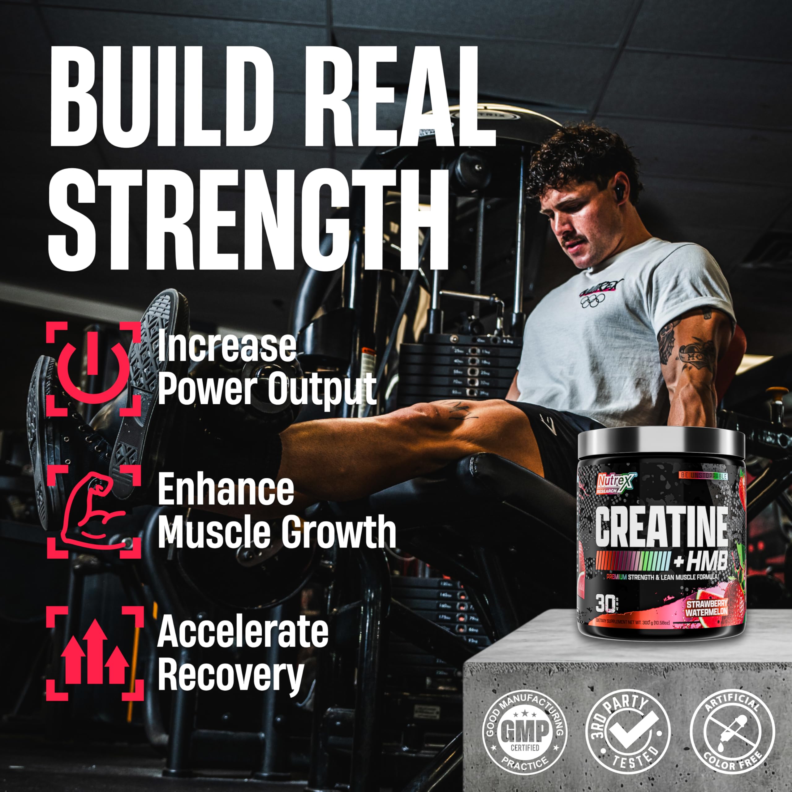 Nutrex Research Creatine HMB Powder - Creatine Monohydrate Powder with HMB for Muscle Growth, Strength, Energy and Performance - Transparent Formula — Amazon image 2