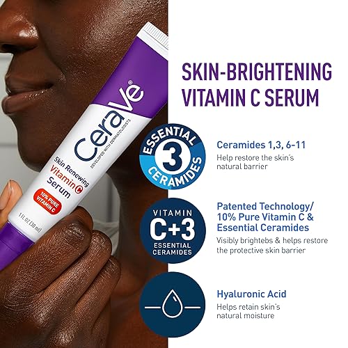 Miniatura 3 de CeraVe Set de suero de vitamina C y crema de noche para el cuidado de la piel, suero iluminador con vitamina C 10% pura y hidratante nocturno con