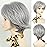 SEVENCOLORS Gray Wigs for White Women Short Silver Grey Pixie Wigs with Bangs Natural Looking Synthetic Short Hair Wigs for Older Women