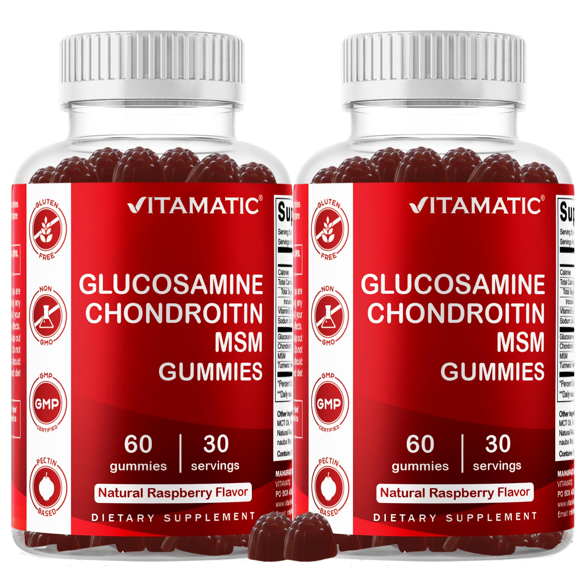 Vitamatic Glucosamine Chondroitin with MSM - 60 Gummies (2 Pack) 120 Count (Pack of 1)