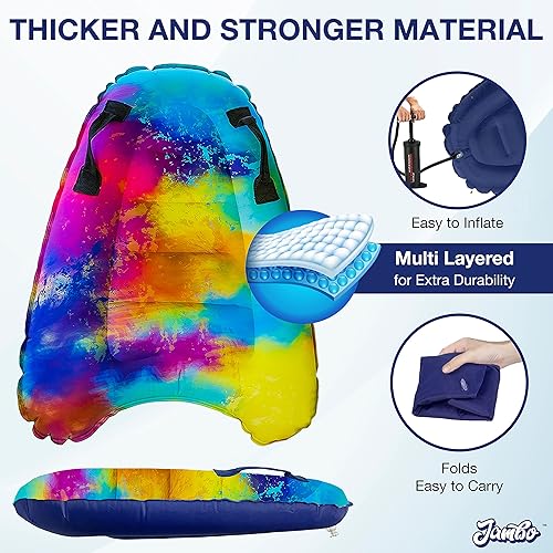 Miniatura 4 de JAMBO Tabla de surf inflable con asas, tabla de boogie para playa, tabla de surf flotante, flotadores de piscina, juguete de playa para niños (tabla