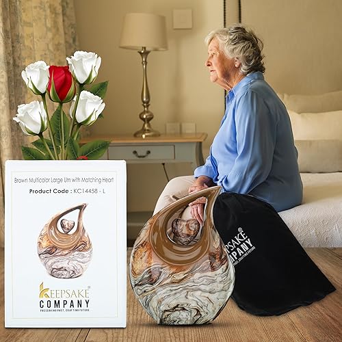 Miniatura 40 de Urna de corazón de lágrima dorada blanca para cenizas humanas Urnas de cremación para cenizas adultas Urna de ceniza funeraria para hombres