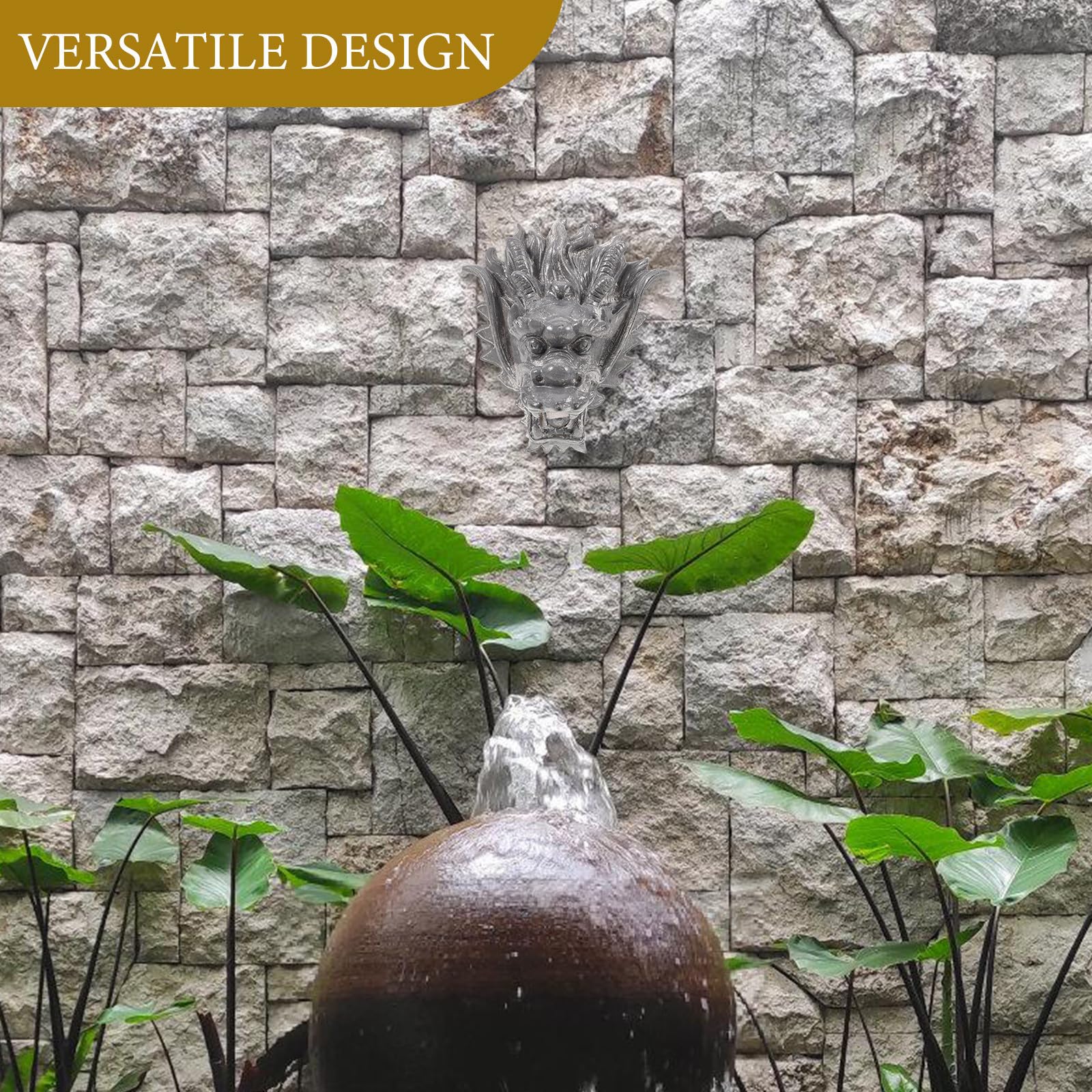 Fuente de Cabeza de Dragón de Resina para Pared de Jardín