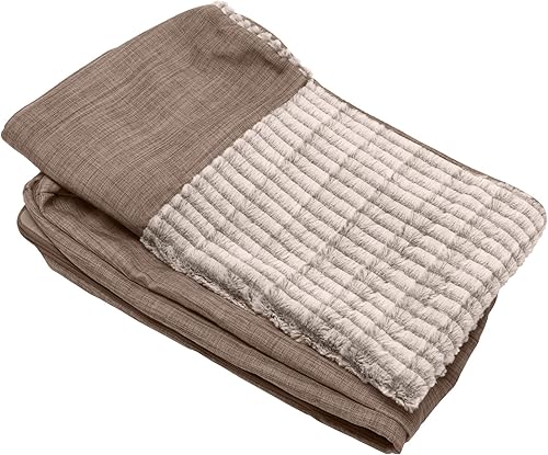 Miniatura 1 de Furhaven - Funda de repuesto para cama de mascotas, de piel sintética, estilo sofá y lino de rendimiento duradero, lavable, color humo de madera,