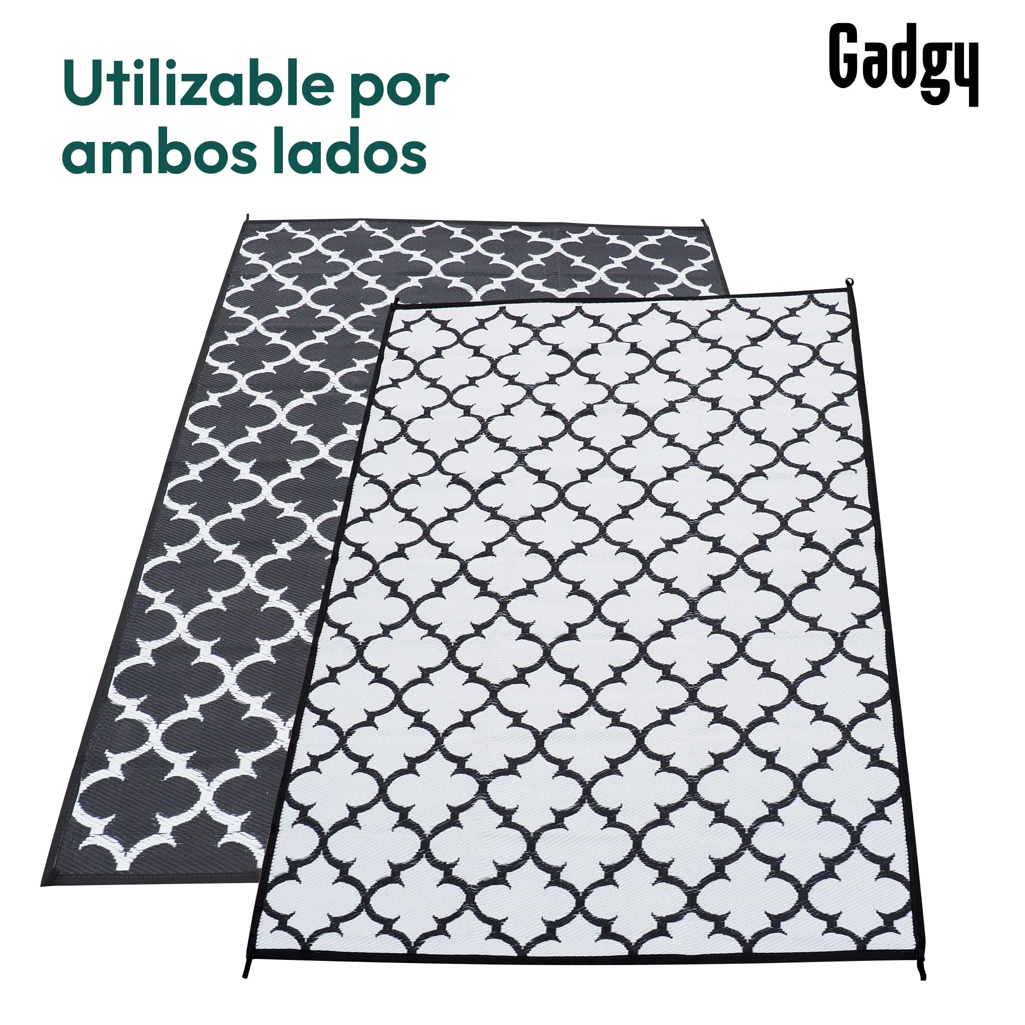 Gadgy Alfombra Exterior Resistente a la Intemperie Elegante Alfombra de Balcón Impermeable y Resistente a los Rayos UV - Reversible Incluye Bolsa de Transporte - 230x160cm