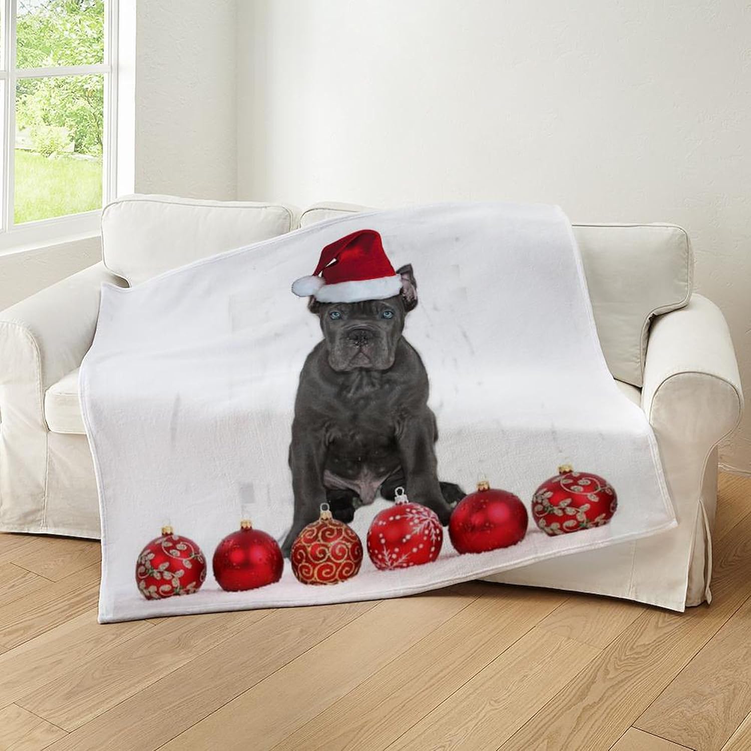 CafePress Christmas Cane Corso Puppy Throw Blanket Super Soft Fleece Plush Throw Blanket, 60"x50"