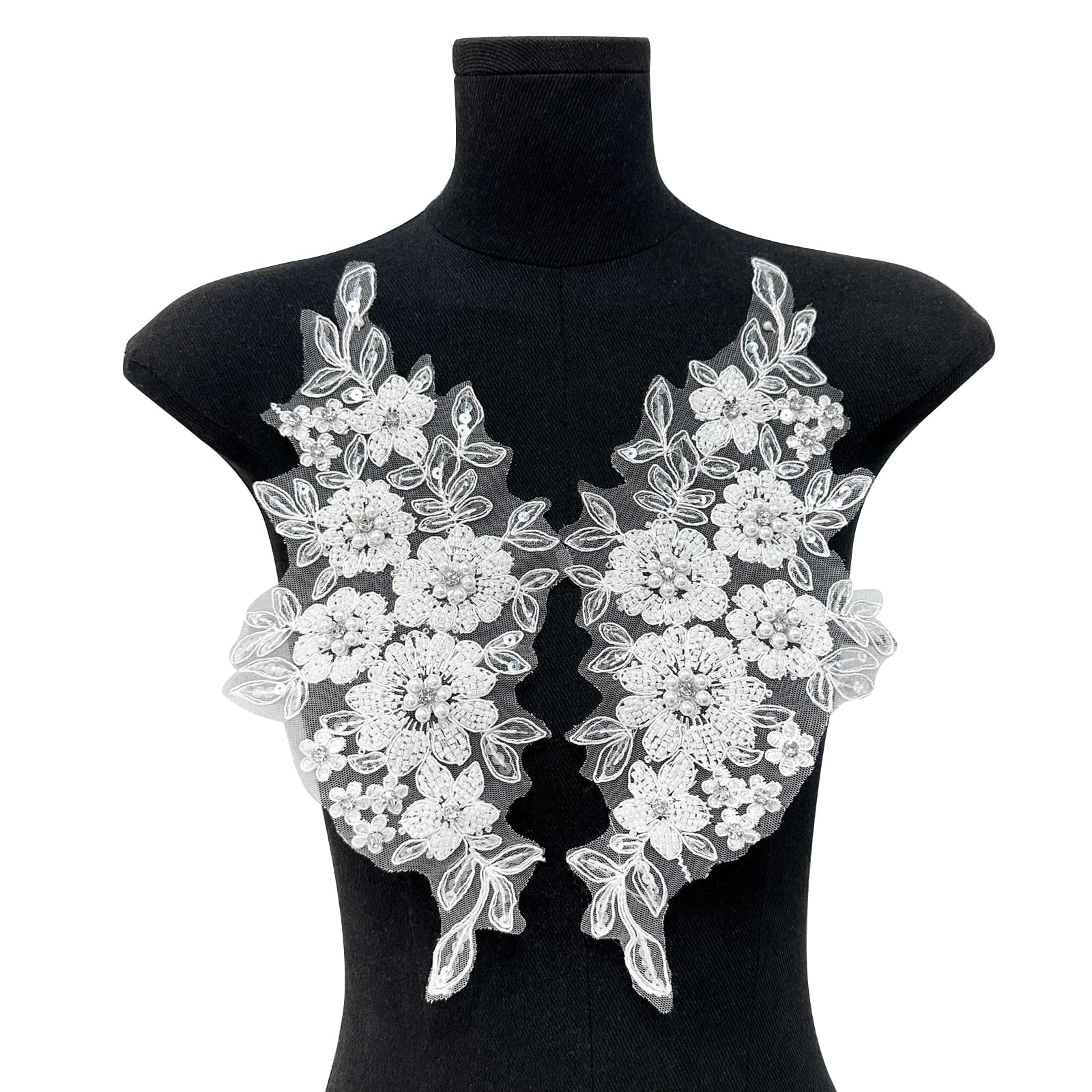 HUANGING Embroidery Patches Wedding Dress Sewing on Embroidery Patches Embroidered Applique for Evening Gown Bridals Dress Iron on