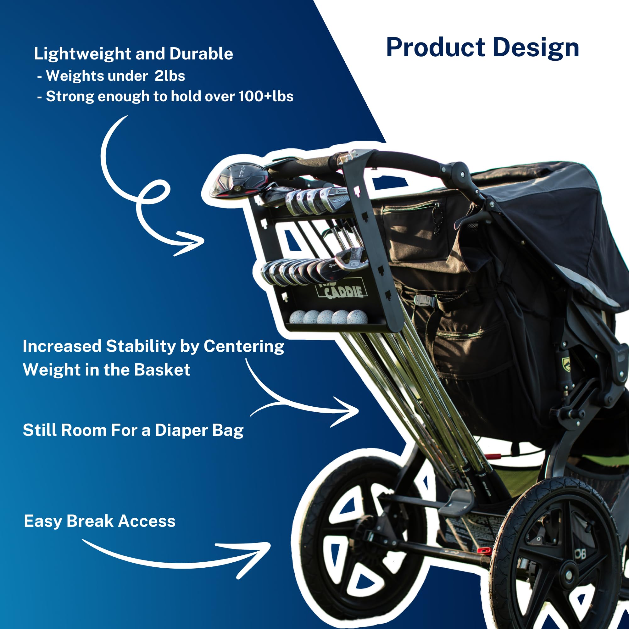 Golf Stroller Attachment - Easy Setup Universal Fit Golf Club Holder for Strollers Introduces Kids to Golf Encourages Early Golf Skills Perfect Golf Gift for Parents product thumbnail 6