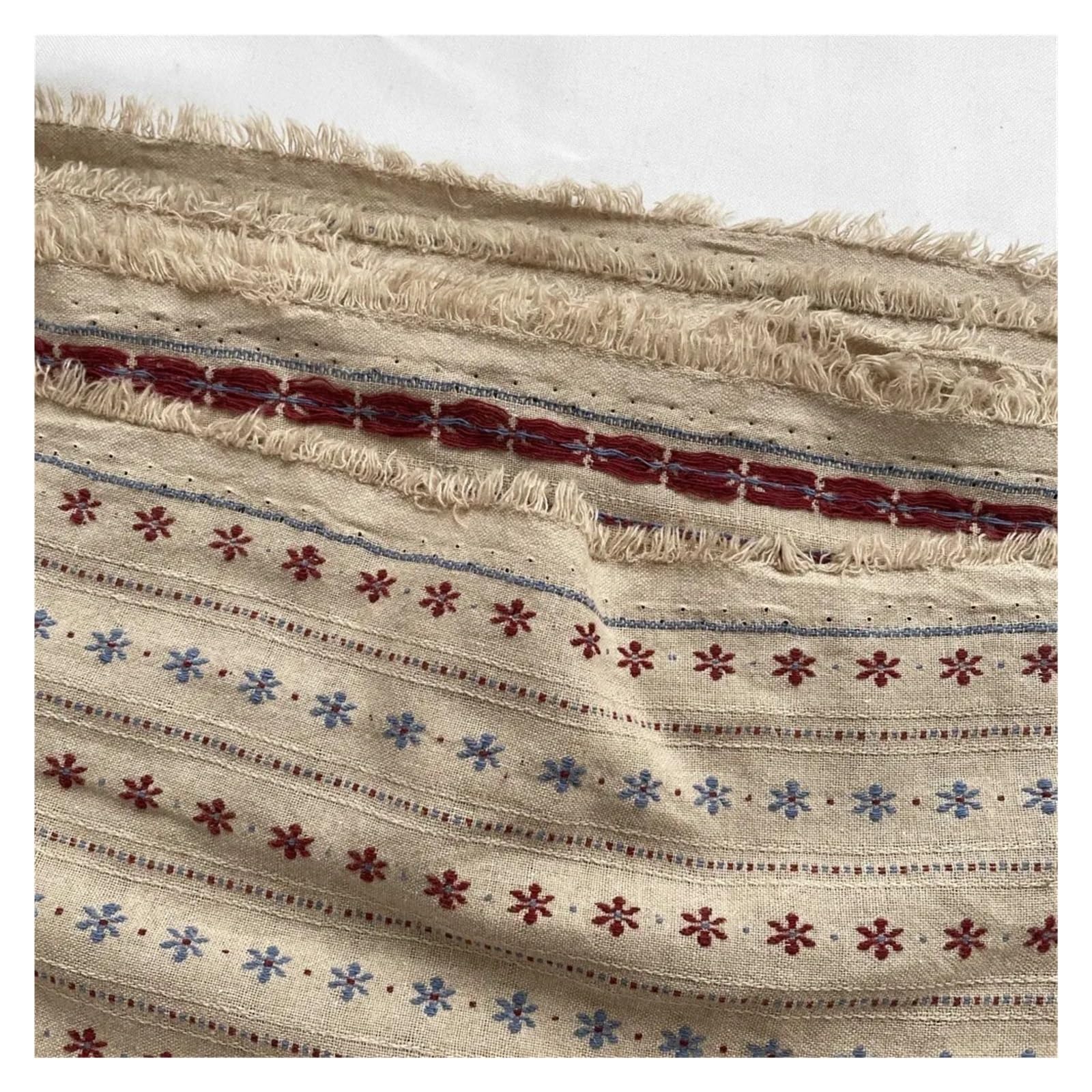 Popeline Di Cotone A Righe Tessuto di cotone da cucito con stampa floreale a strisce di colore beige(140x300cm)