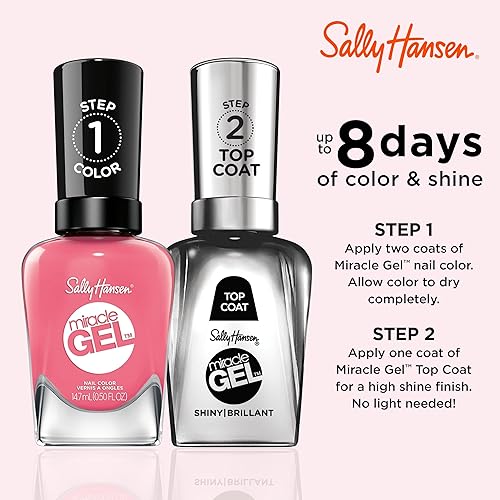 Miniatura 5 de Sally Hansen Miracle Gel, Rain-Glow, fórmula similar a gel, no necesita lámpara UV, esmalte de uñas rosa