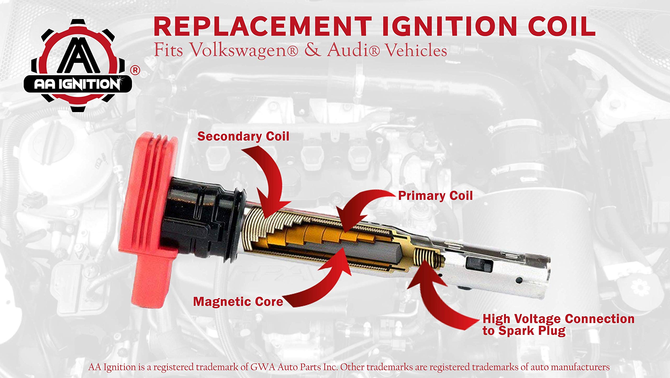 Ignition Coil Pack Replaces 06E905115E, 06H905115B, 07K905715F
