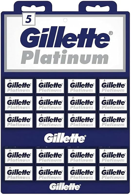 Lâminas Gillette Platinum Double Edge para barbeador de segurança, 100 unidades
