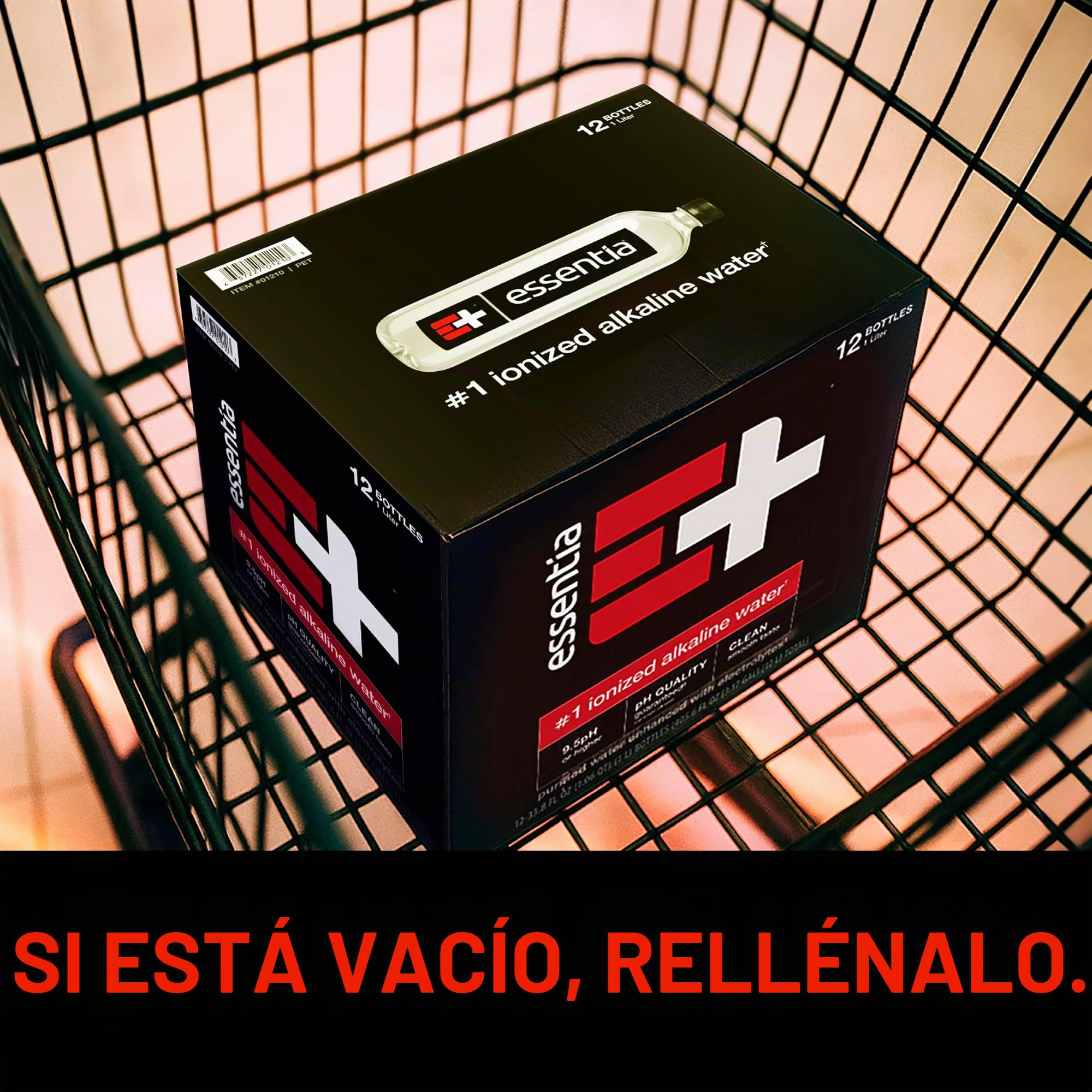 Essentia Water Embotellado, 99,9% puro, infundido con electrolitos para un sabor suave, pH 9,5 o superior, 12 botellas de 1 litro