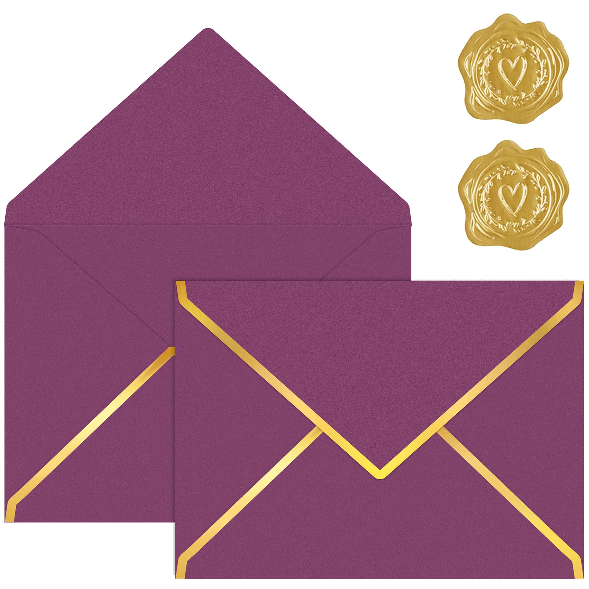 30 Pack 5x7 inch. Envelopes for Invitations, 250g Pearl Business Mailing Envelopes with Gold foil V Flap Gold Sticker, A7 Envelope for Wedding Gift