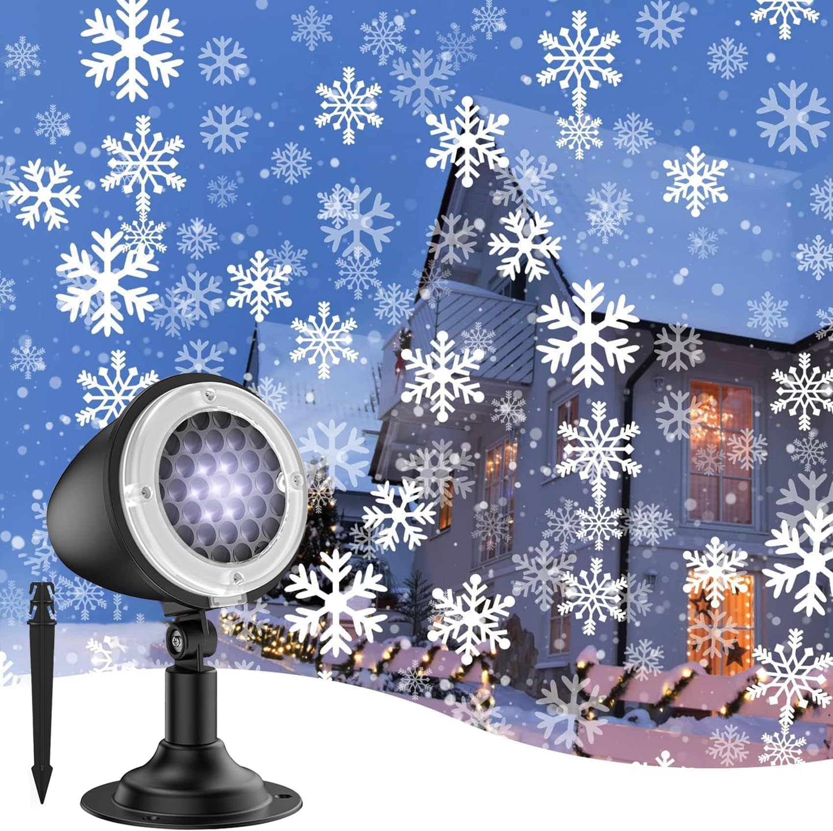 Snowfall LED Light Projector with Snowstorm Effect for Christmas, Holiday, Halloween, Party, Garden, Wedding, Indoor Outdoor Decorations