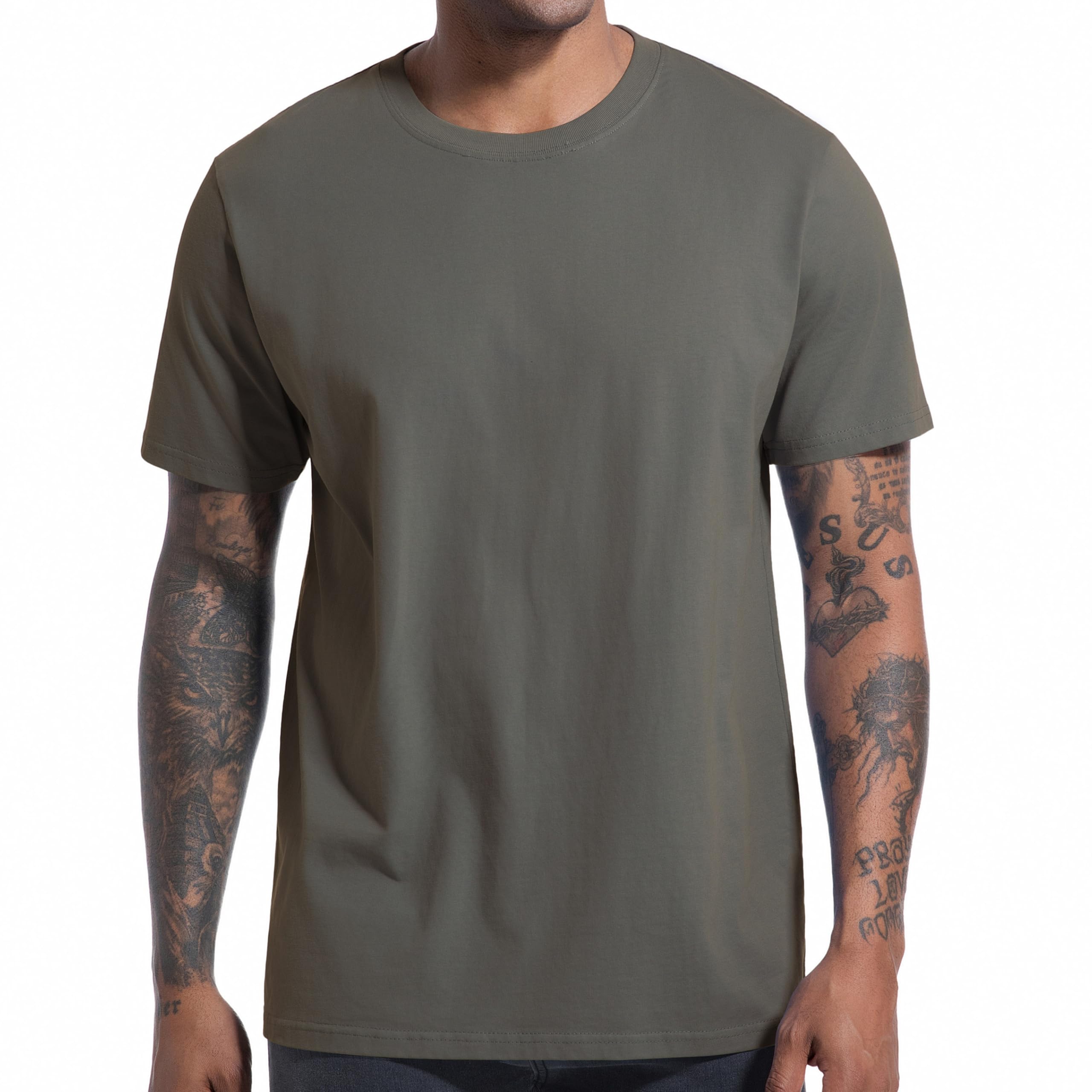 VEIISAR Herren T-Shirt 210 GSM Mittel Weight 100% Baumwolle (vorgewaschen) - Weich & Bequem Stoff Klassisches Basic T-Shirt - Uni-Farbe