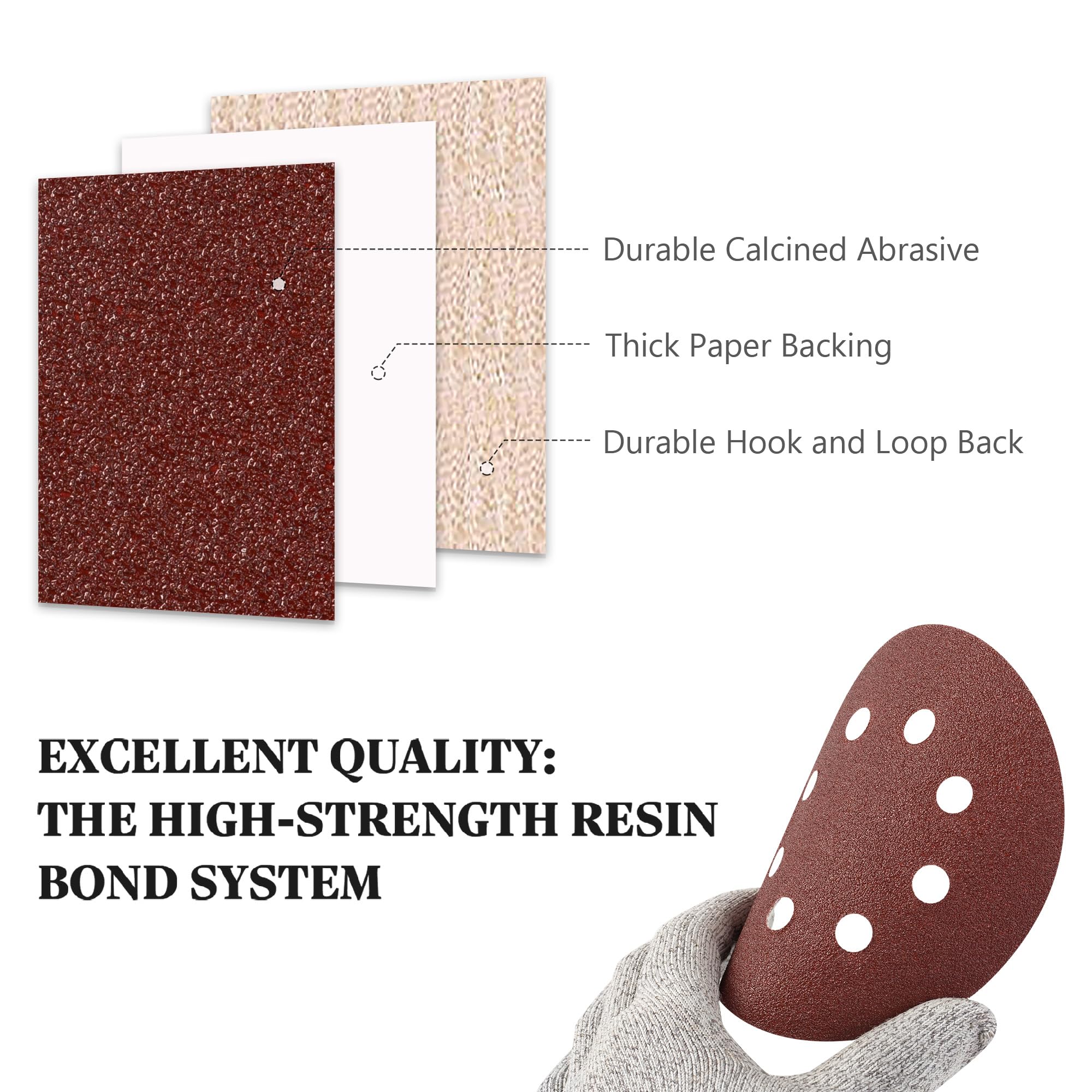 S SATC Sanding Discs 80 Grit 110Pcs Orbital Sander Discs 125mm Hook and Loop Round Orbital Sander Pads for Sanding - Image 2