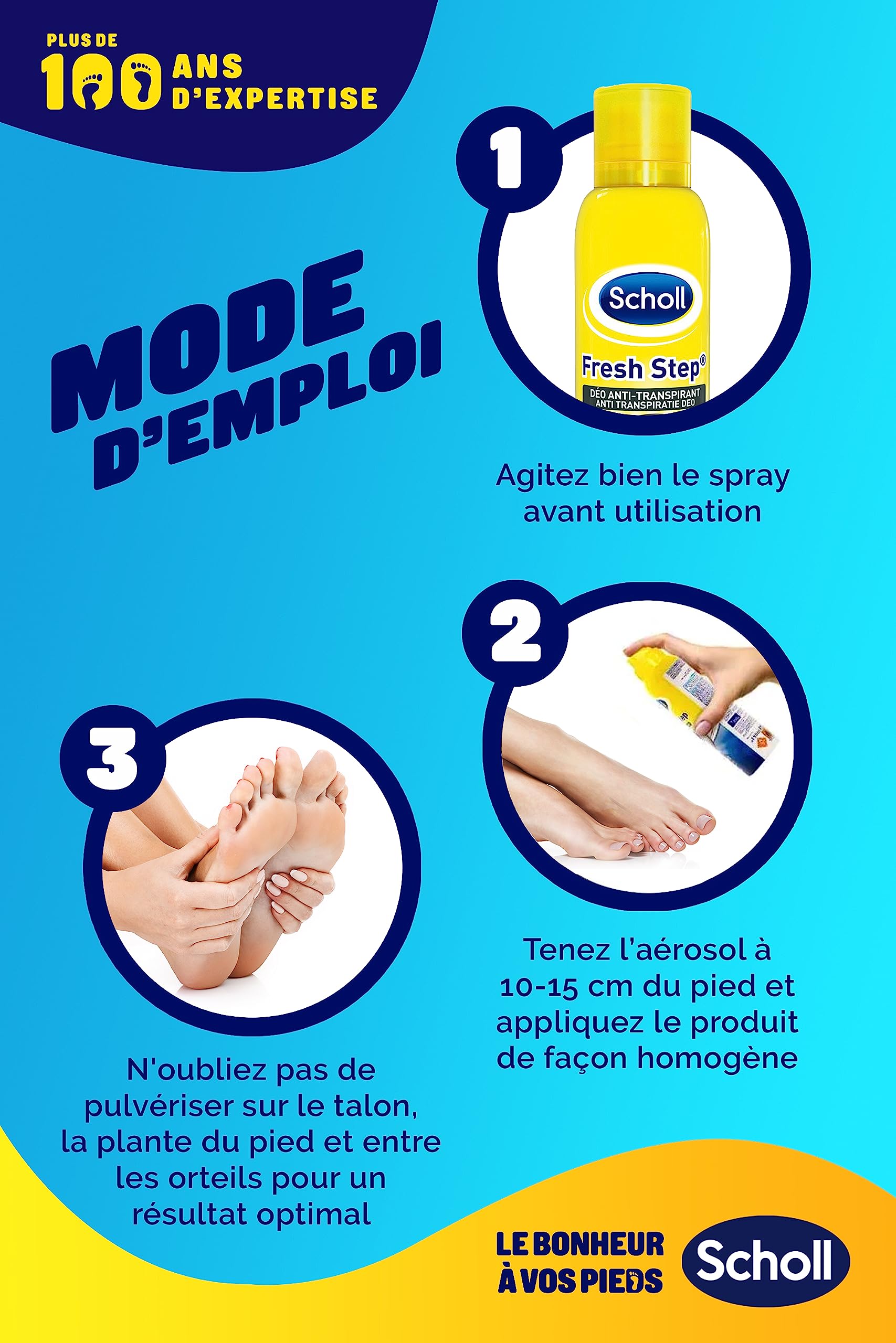 Scholl Spray Fresh Step - Dezodorant do butów - Oczyszczający i Antyperspiracyjny - Neutralizuje zły zapach i redukuje wilgoć - Wydajność 24 godzin - Nadaje się do każdego rodzaju obuwia - 150ml