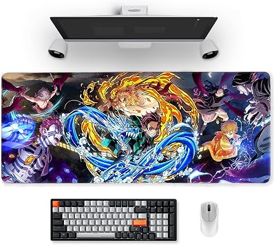 Mouse Pad Compatible with Demom S1ayer - Large Gaming Anime Large Mouse Pad for Computer Non Slip Rubber Base | Compatible with Kimetsu No Yaiba 11.8 X 31.5in Home Office Long Mouse Mat