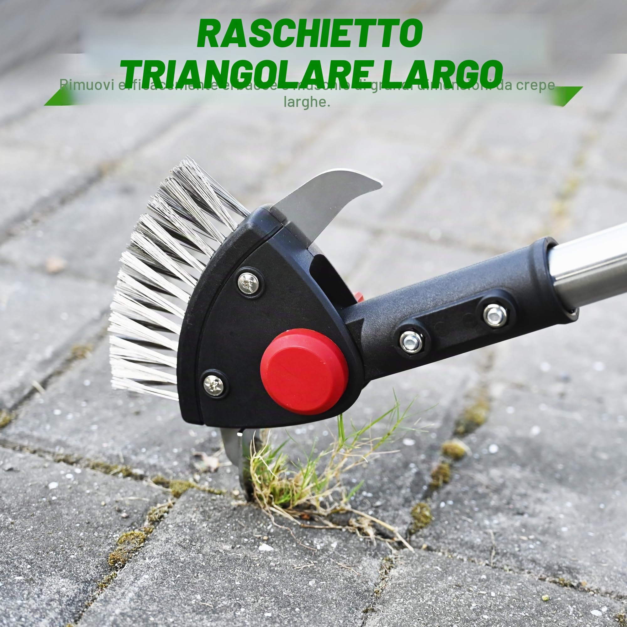 BARAYSTUS Estirpatore Erbacce Manuale 3 in 1, con manico regolabile, spazzola e 2 raschietti in acciaio inox, per rimuovere erbacce e muschio da giunti e vialetti