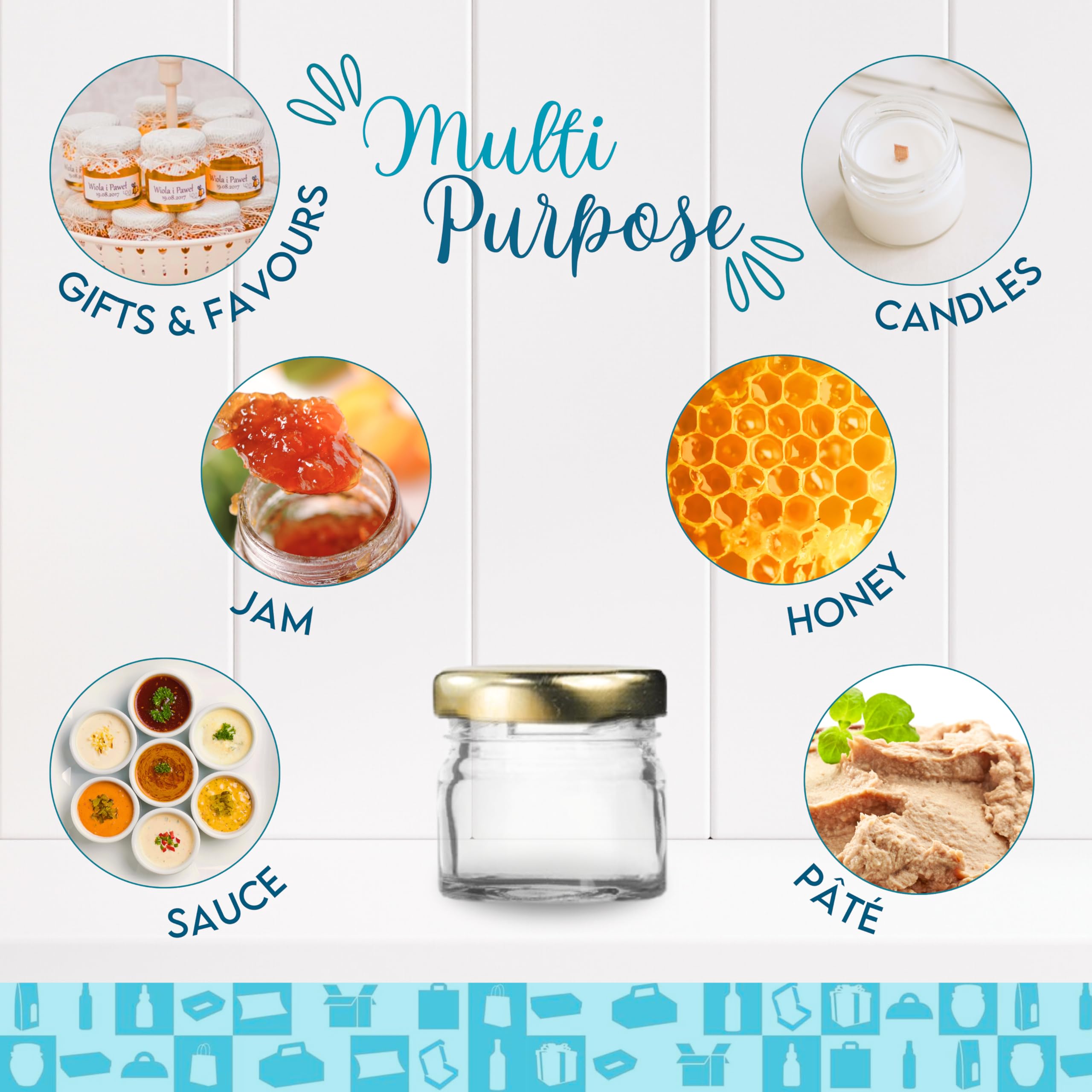 Set 20 Barattoli In Vetro Da 30 Ml Con Scatole, Etichette Kraft, Spago, Cucchiai E Tessuto, Per Confetture, Miele, Bomboniere