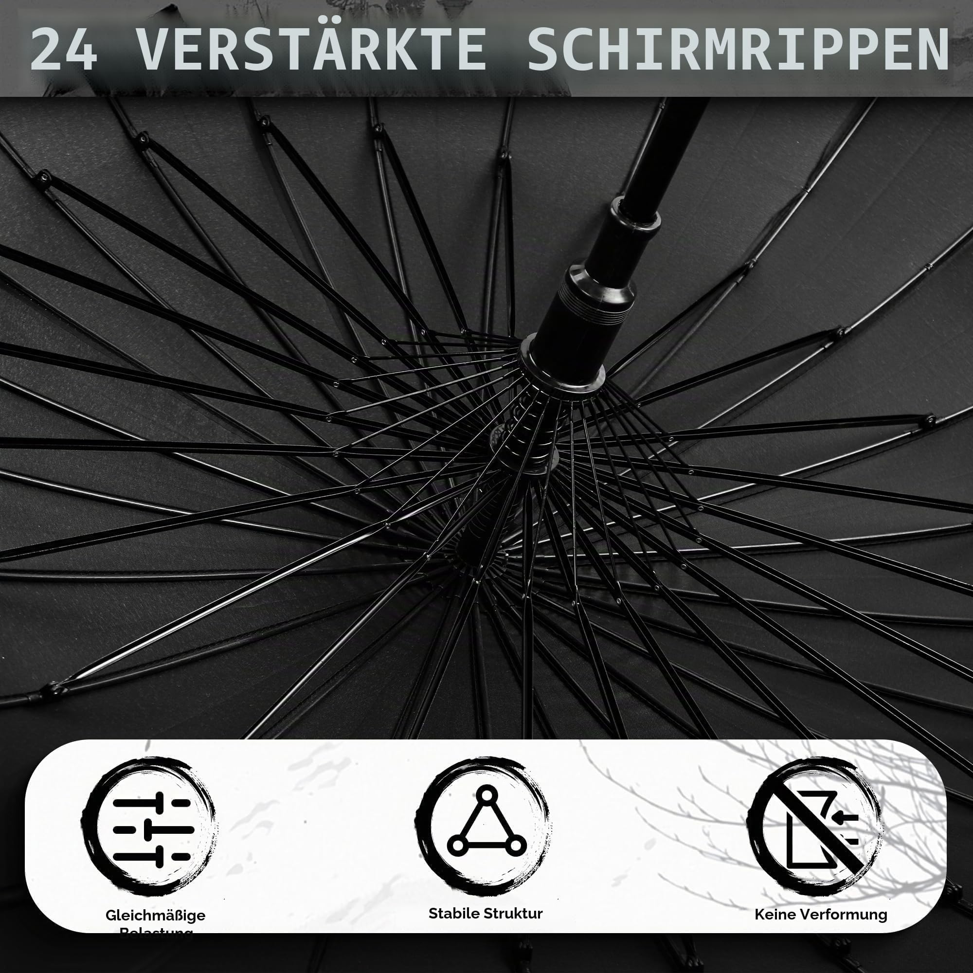Moontay Langer Griff Regenschirm Samurai Schwert-Design Outdoor Reise Sonne & Regen Winddicht Wasserdicht Sturmfest Anime schwarz gerade 16 oder 24 Rippen Metall unisex leicht