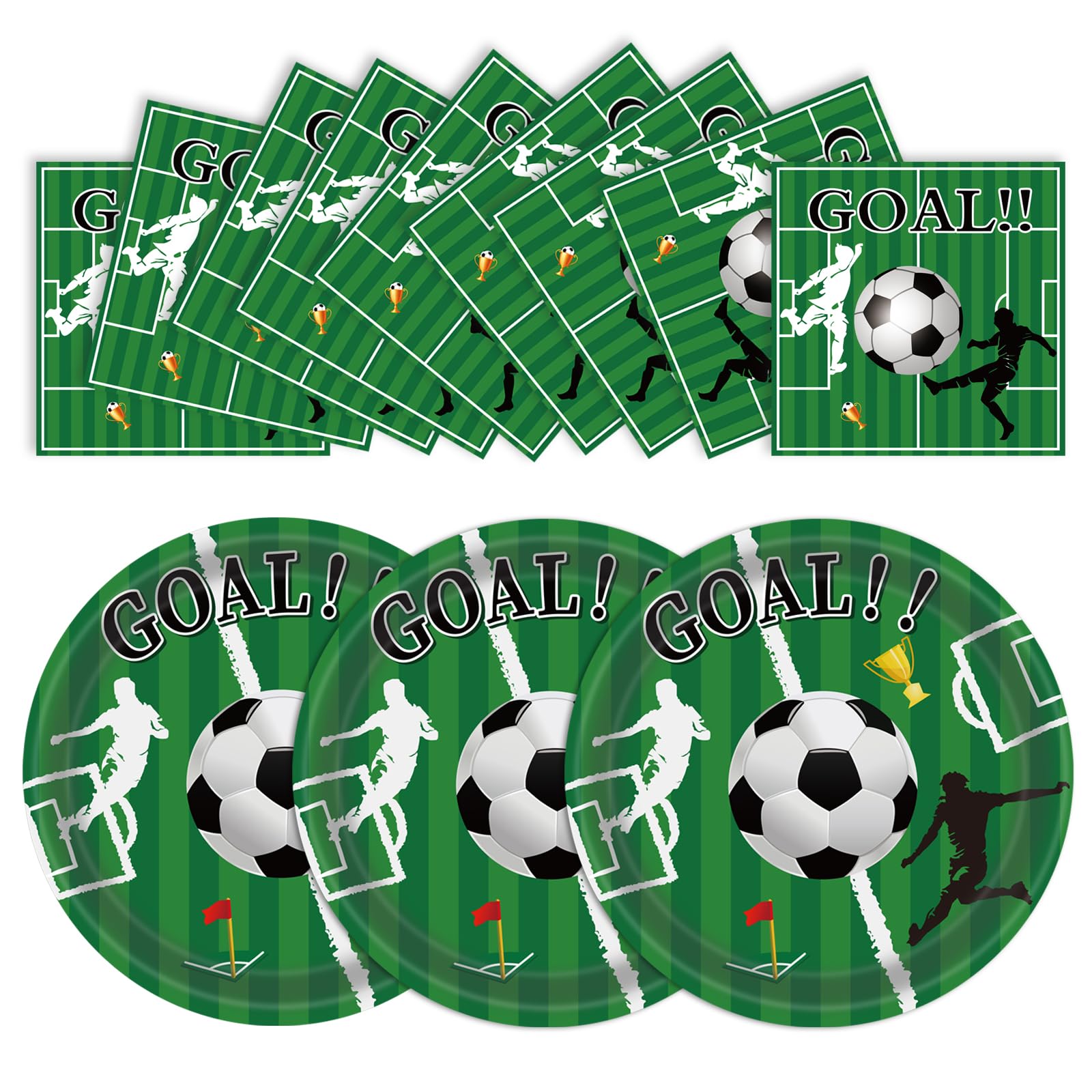 Assiettes et serviettes anniversaire sport pour fête de 25 personnes