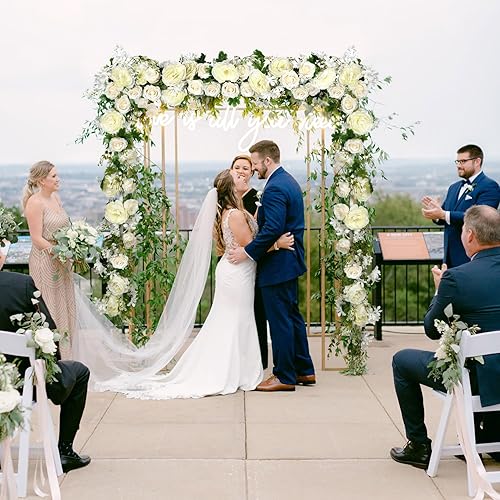 Miniatura 5 de Guirnalda de peonías artificiales de 6 pies, vegetación floral de rosas con flores mixtas y hojas verdes para boda, mesa de comedor, decoración de