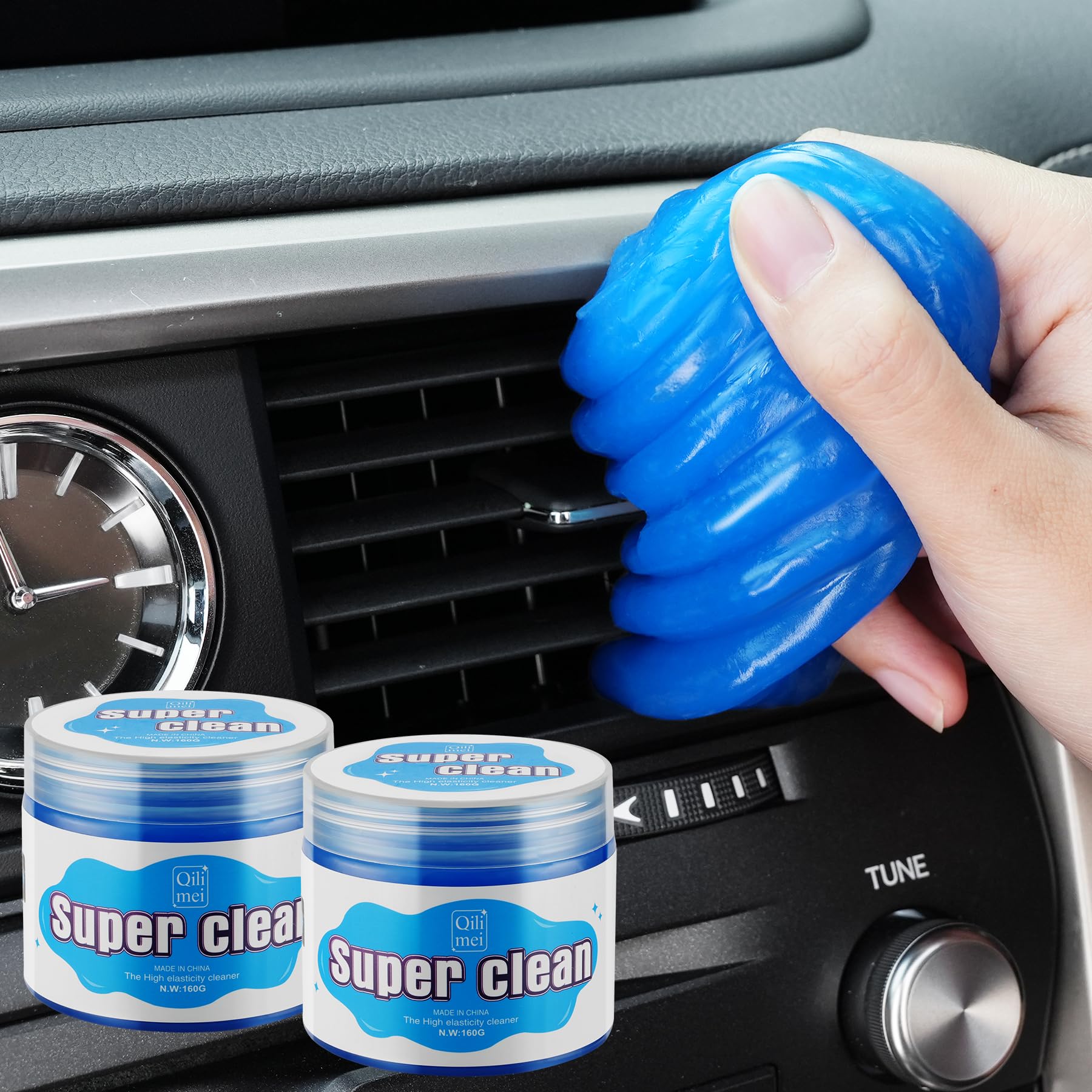 JUSTTOP 2 Packs Car Cleaning Gel Detailing Putty,Automotive Interior Cleaning Slime,Car Vent Cleaning Kit for Car and Keyboard,Putty Cleaning Car Accessories Blue