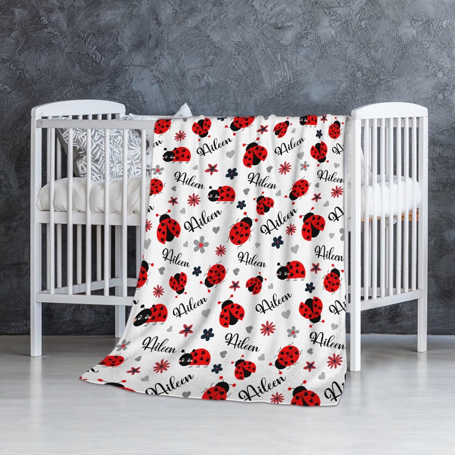 Custom Ladybug Blanket Gifts Super Soft Lightweight Flannel Personalized Blankets Throw for Kids Adult, Suitable for Couch Sofa Bed Travel All Seasons 40"x50" for Kid