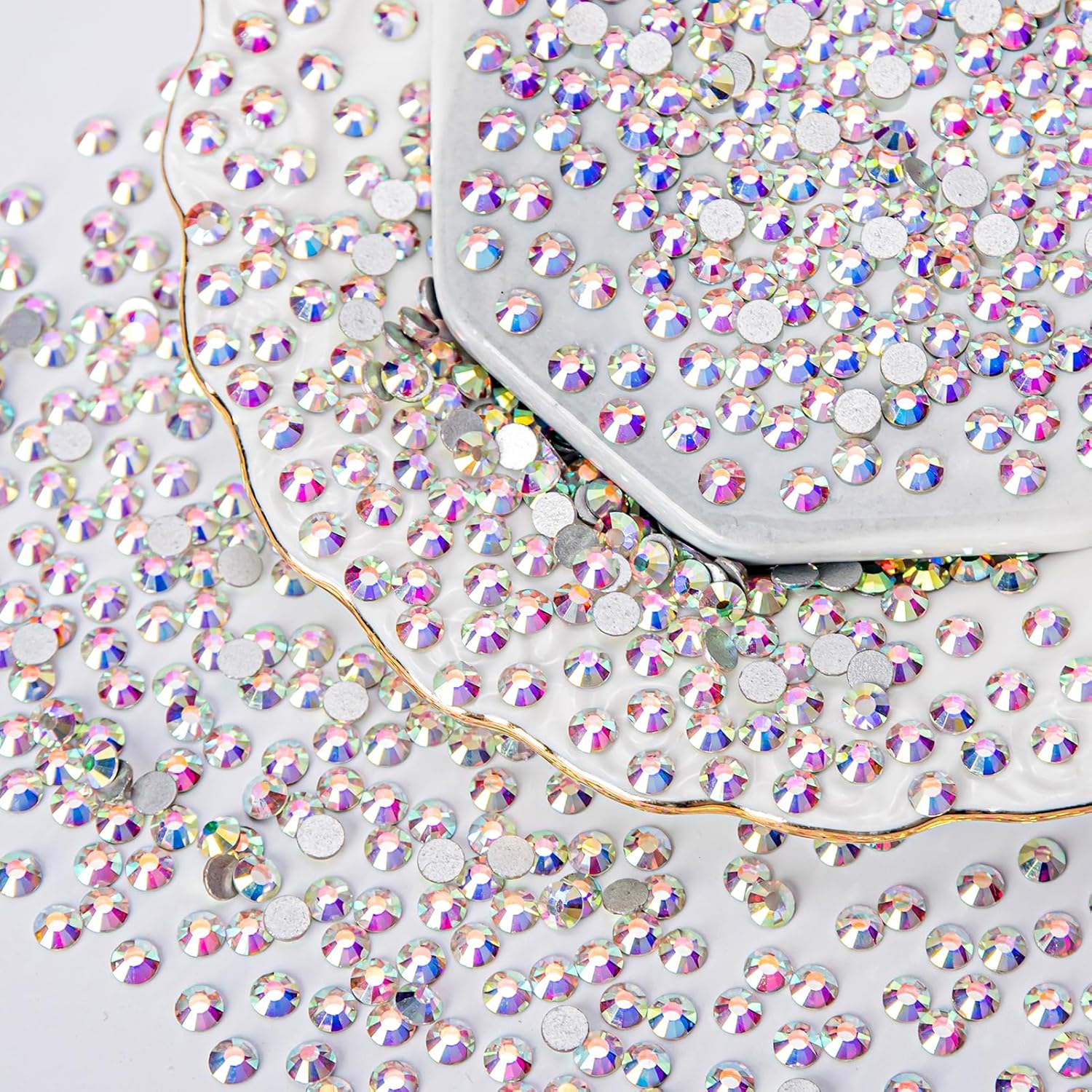 10000PCS Crystal AB Rhinestones Bulk, Flat Back Crystal Glass Stone Round Gems,SS10, 2.7-2.9mm - Image 2