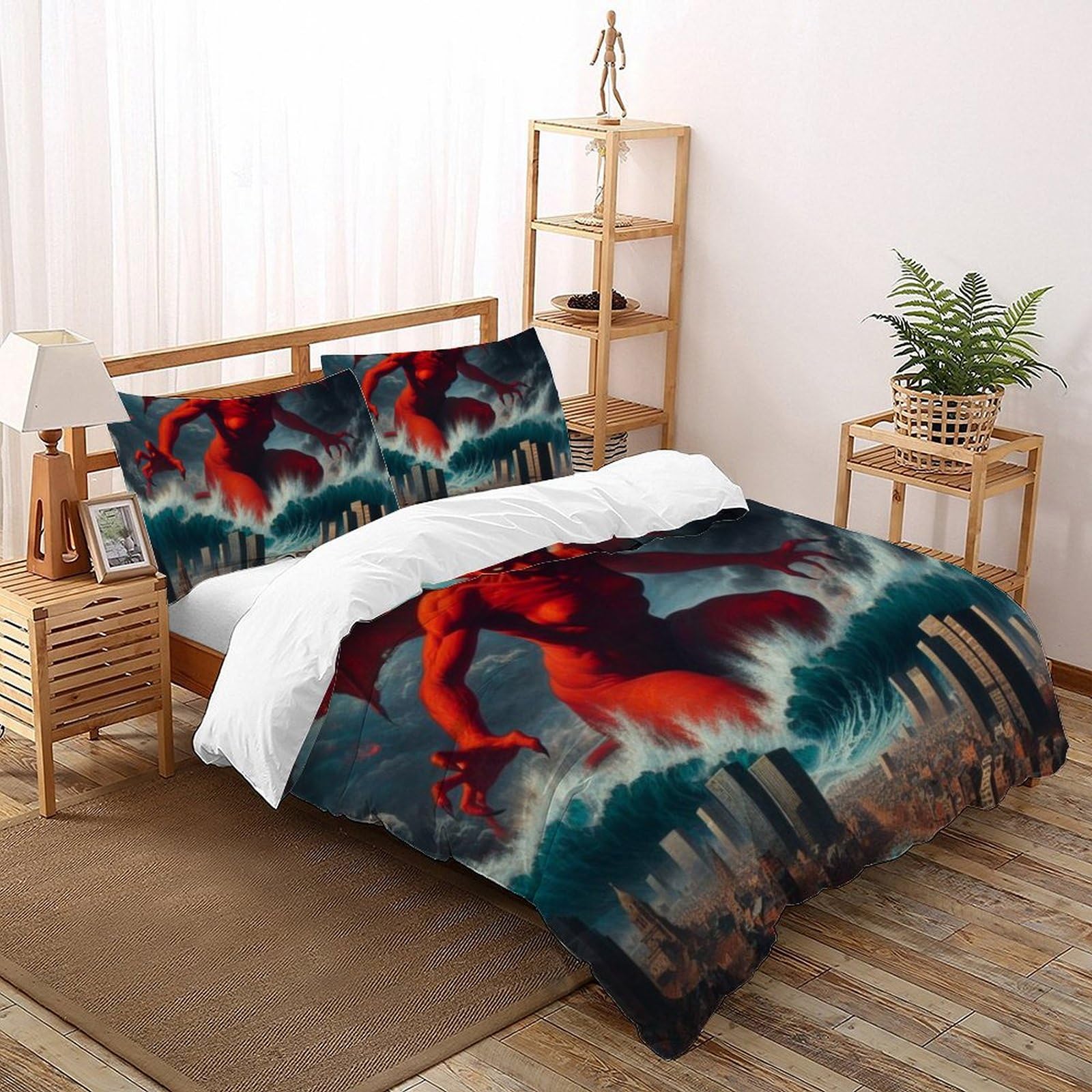 Housse de couette 260x220 horreur en microfibre pour éviter les draps qui glissent