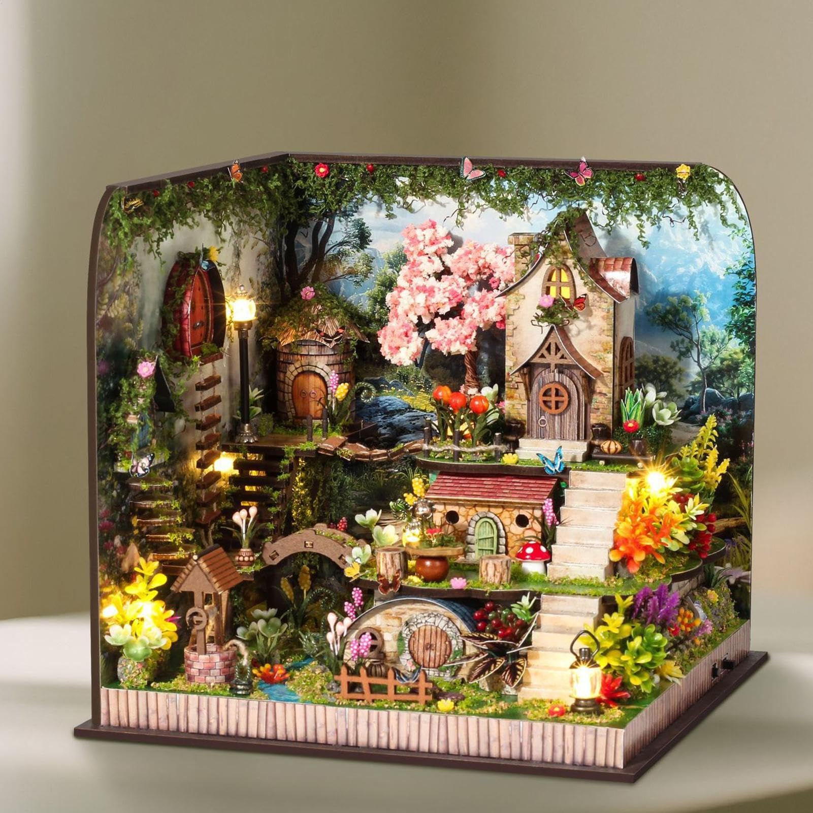 Qfdiwr Kit Casa in Miniatura Kit Creativo per Angolo Lettura Fai da Te, | Modellino Casa Artigianale Adolescenti, Casa, Biblioteca, Camera Da , Espositore Per Libreria, Vacanze
